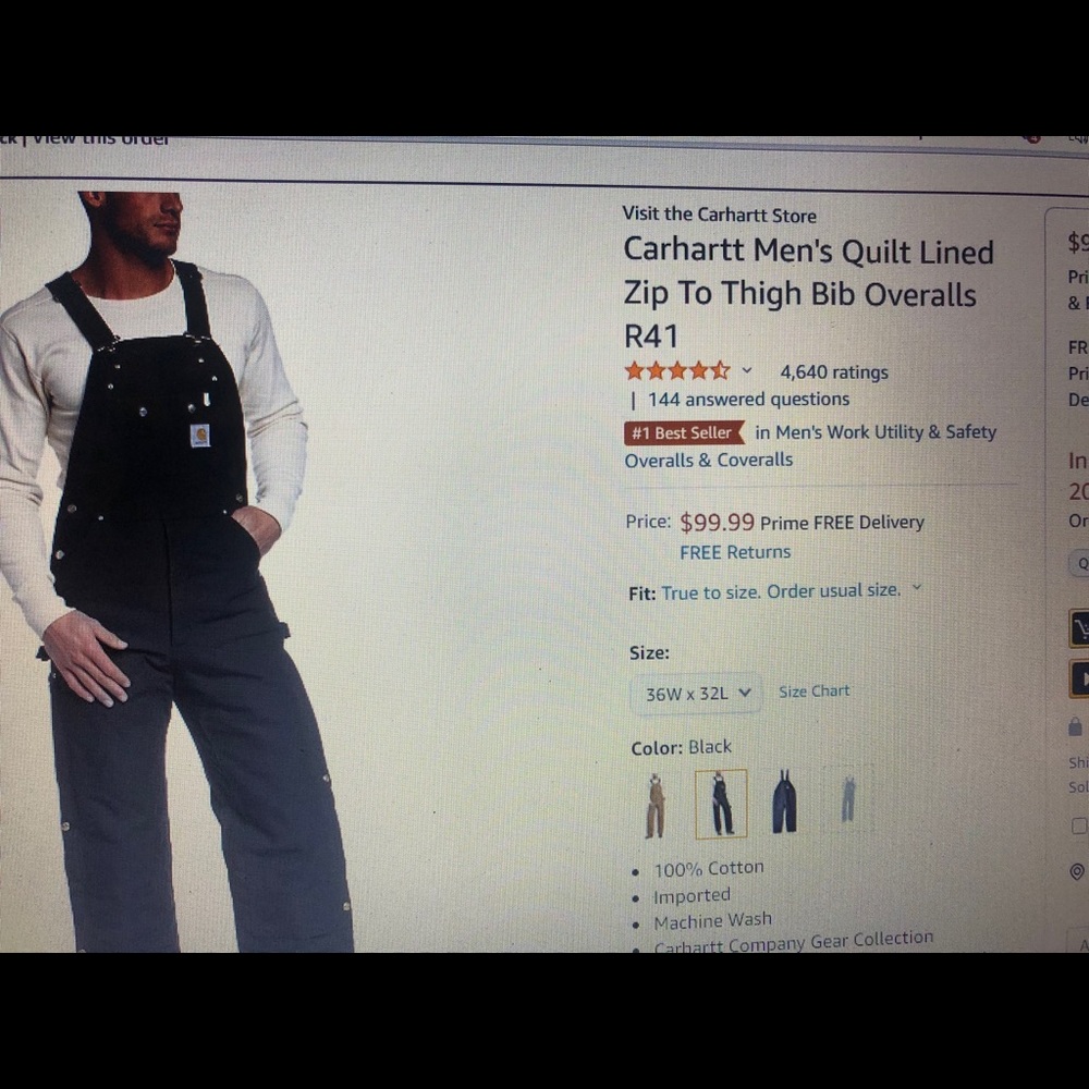 Men’s carhart bib overall